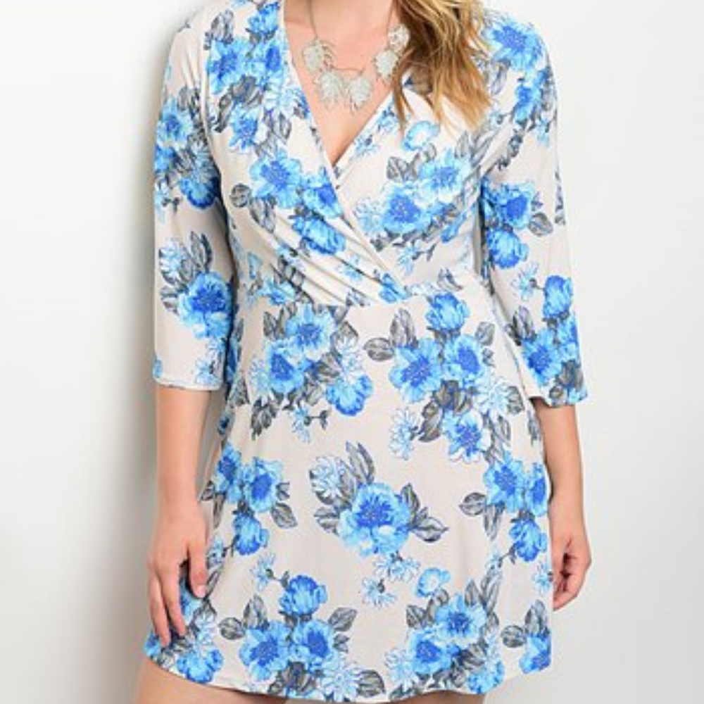 Floral Faux Wrap Dress